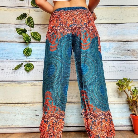 Turquoise and orange harem pants - Picture 4 of 4